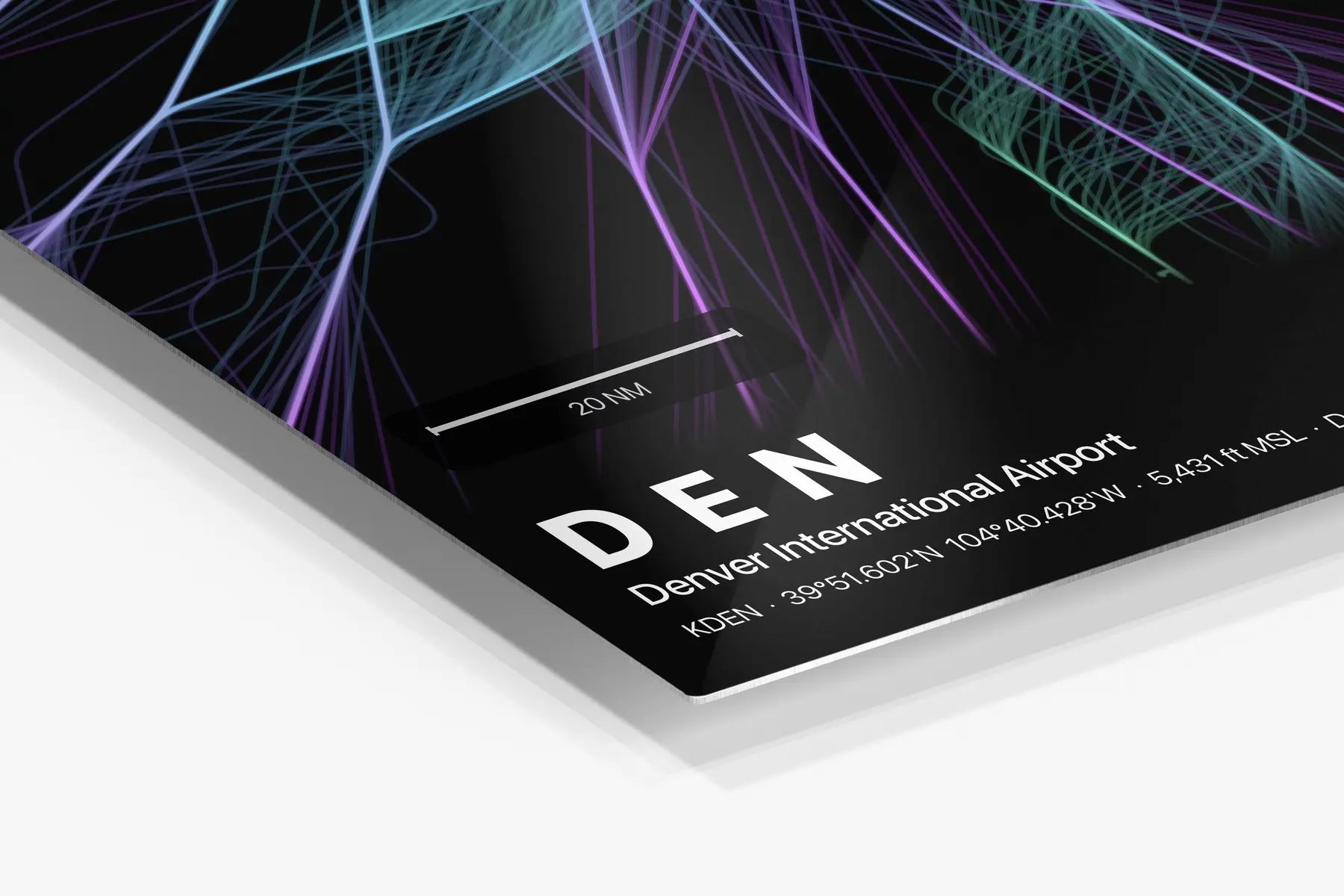DEN flight path print — Prism theme · Dark in corner detail setting