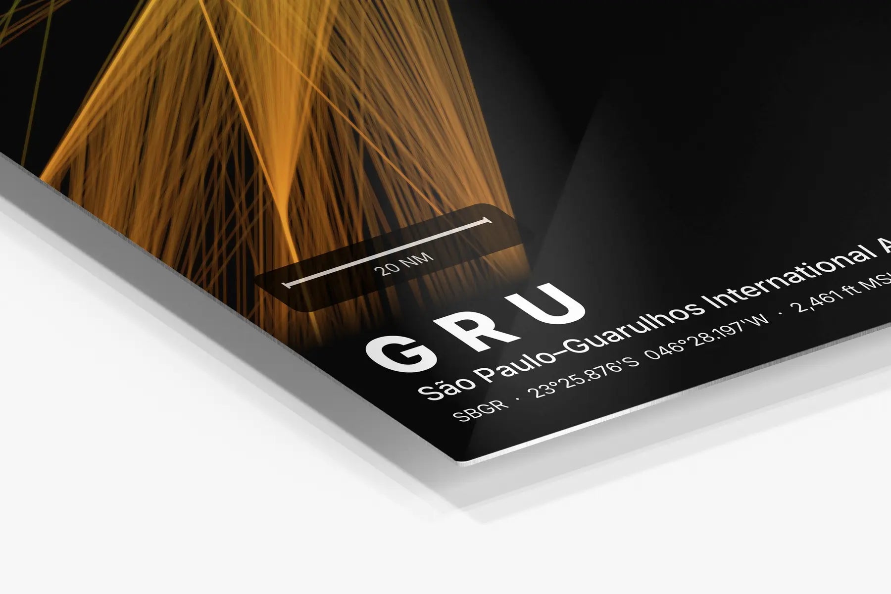 GRU flight path print — Solana theme · Dark in corner detail setting