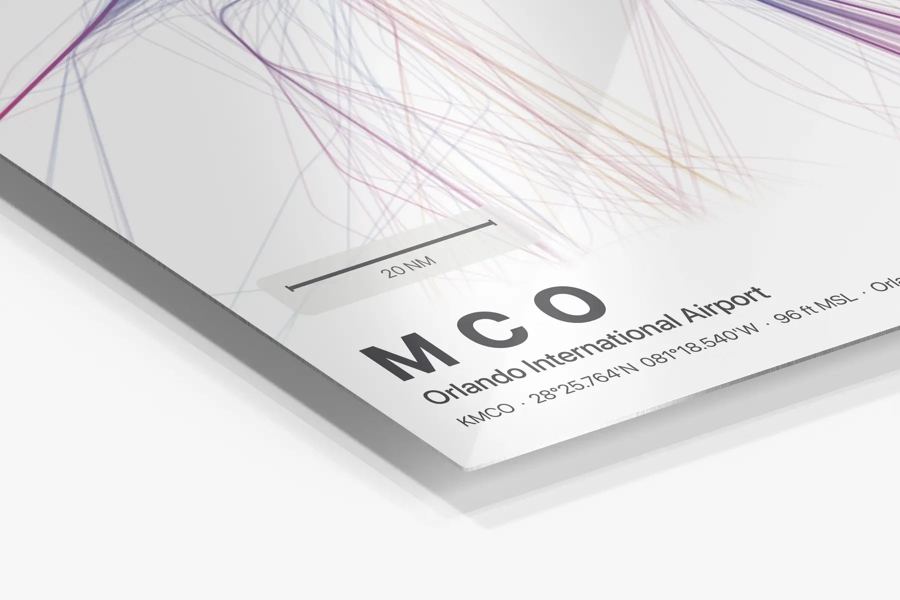 MCO flight path print — Aurora theme · Light in corner detail setting