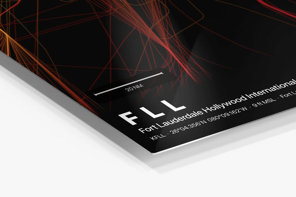 FLL flight path print — Inferno theme · Dark in corner detail setting