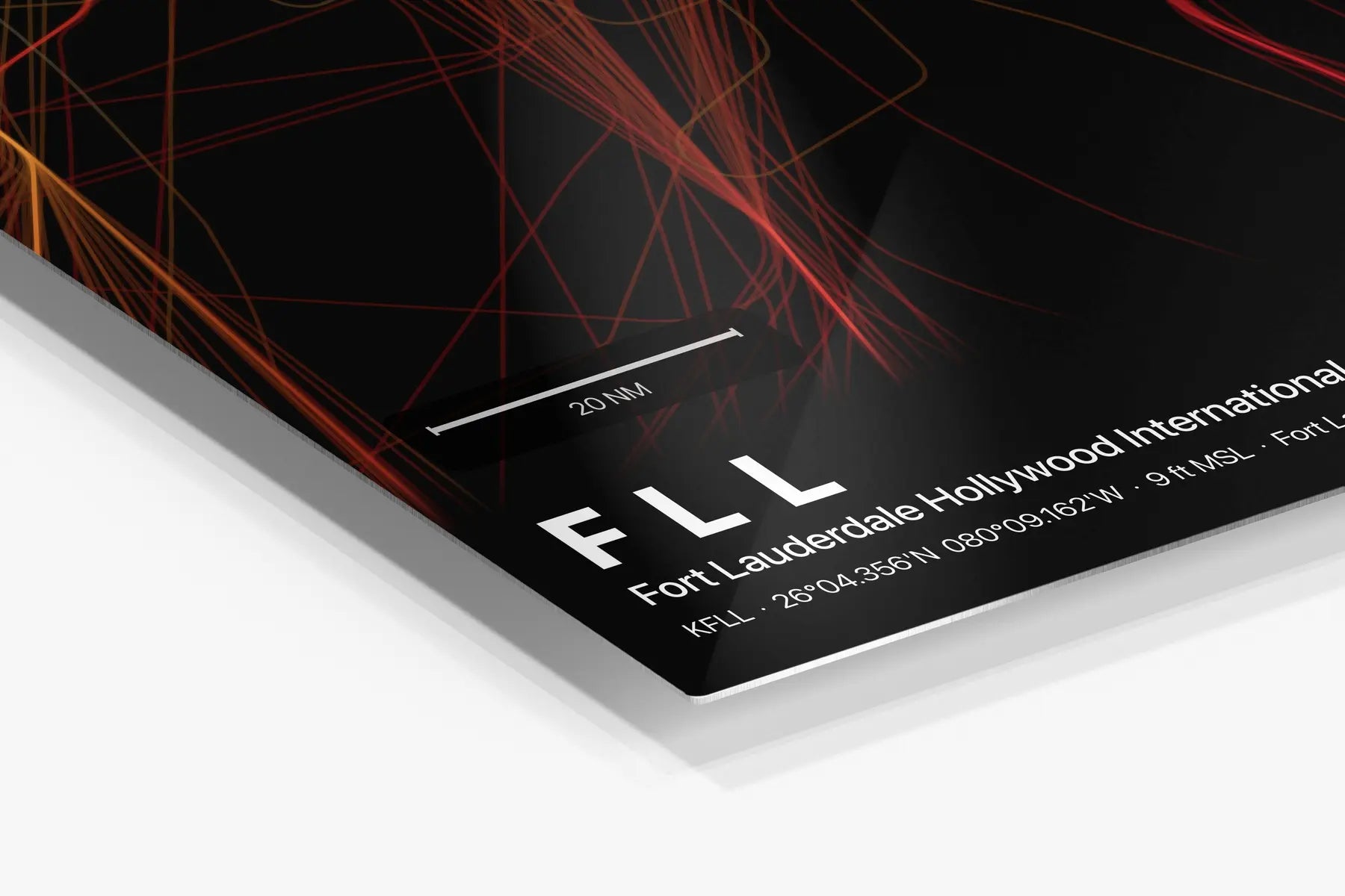 FLL flight path print — Inferno theme · Dark in corner detail setting