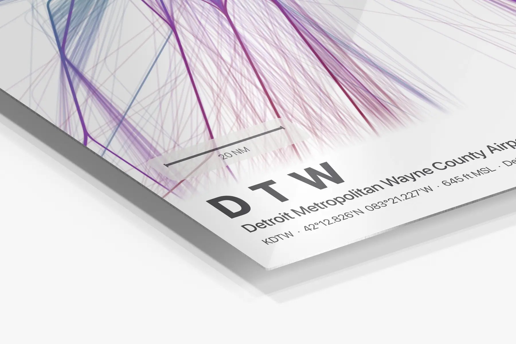 DTW flight path print — Prism theme · Light in corner detail setting