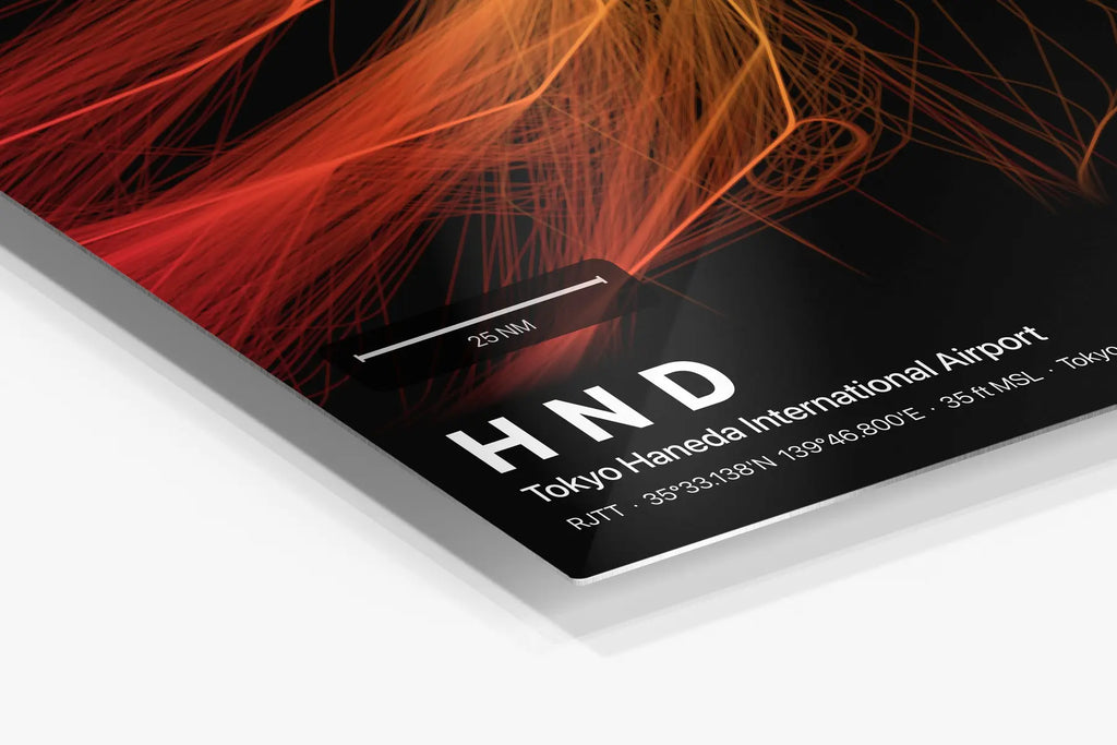 HND flight path print — Inferno theme · Dark in corner detail setting