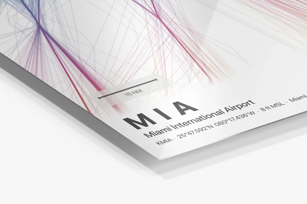 MIA flight path print — Aurora theme · Light in corner detail setting