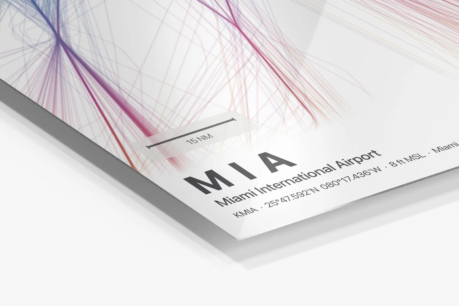MIA flight path print — Aurora theme · Light in corner detail setting