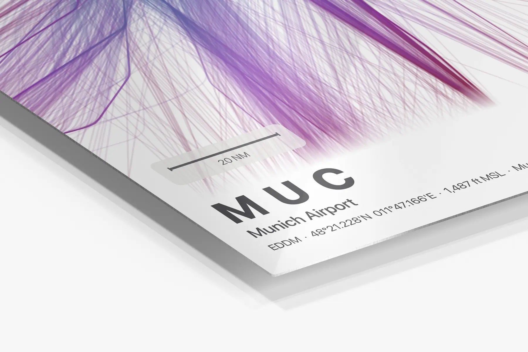 MUC flight path print — Prism theme · Light in corner detail setting