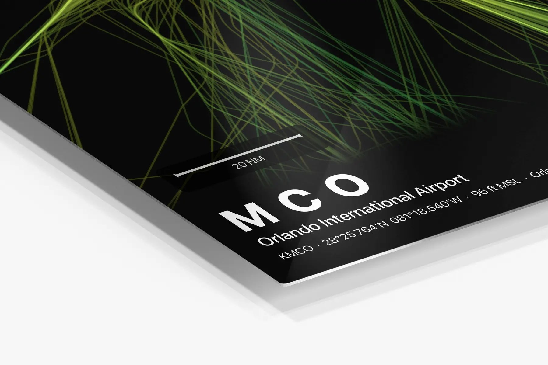 MCO flight path print — Citrus theme · Dark in corner detail setting