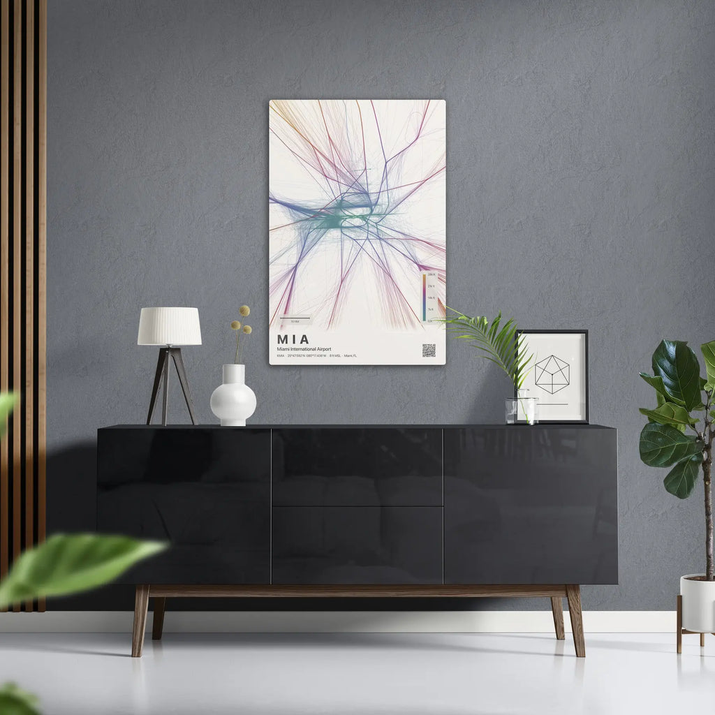 MIA flight path print — Aurora theme · Light in foyer setting [hotspot:50]