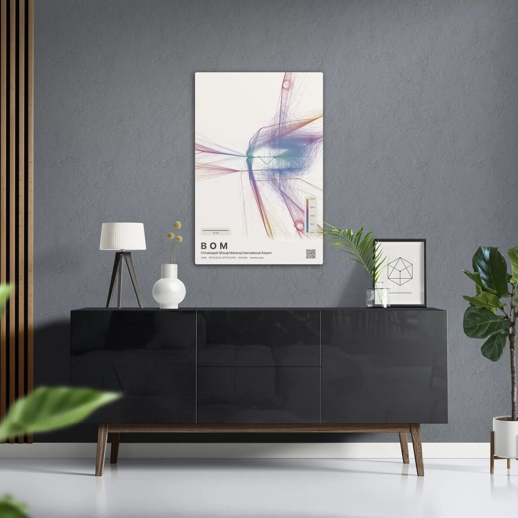 BOM flight path print — Aurora theme · Light in foyer setting [hotspot:50]