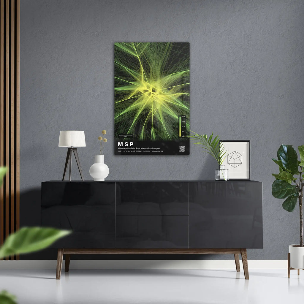 MSP flight path print — Citrus theme · Dark in foyer setting [hotspot:50]