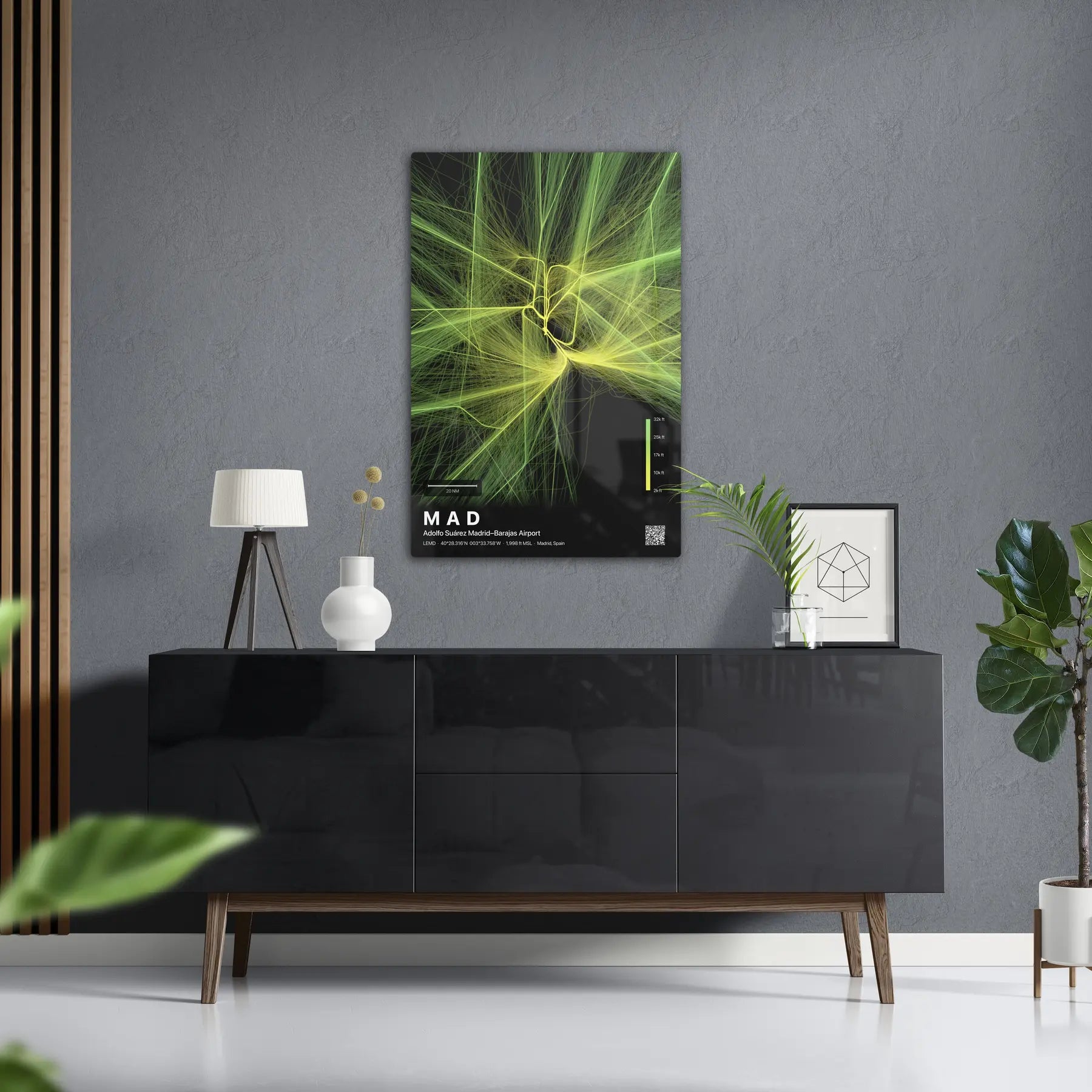 MAD flight path print — Citrus theme · Dark in foyer setting [hotspot:50]