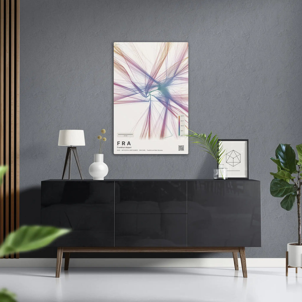 FRA flight path print — Aurora theme · Light in foyer setting [hotspot:50]