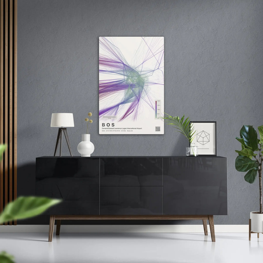 BOS flight path print — Prism theme · Light in foyer setting [hotspot:50]
