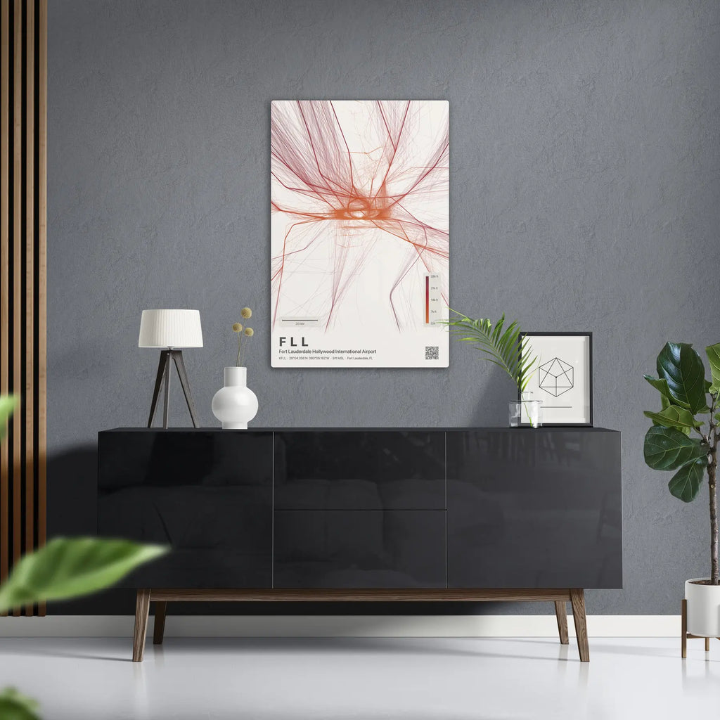 FLL flight path print — Inferno theme · Light in foyer setting [hotspot:50]