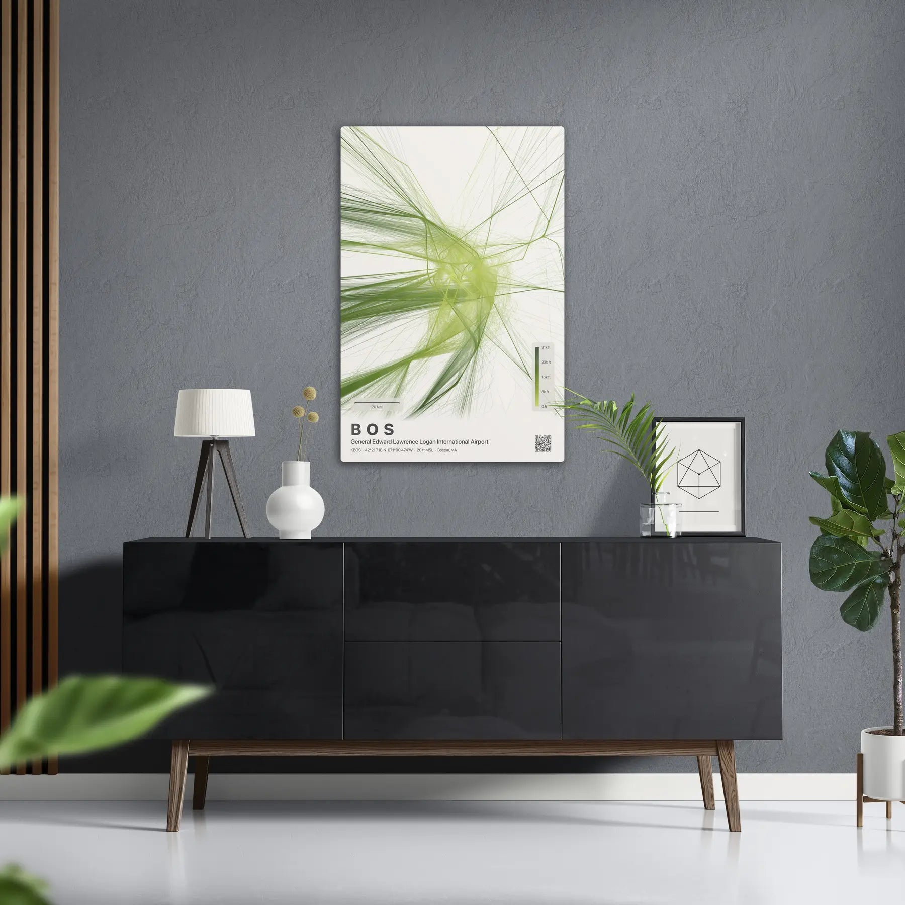 BOS flight path print — Citrus theme · Light in foyer setting [hotspot:50]