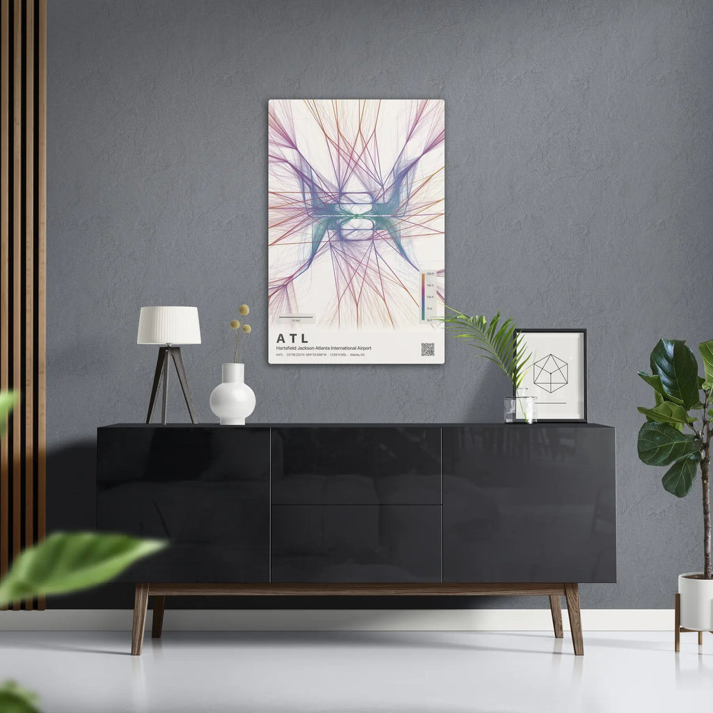 ATL flight path print — Aurora theme · Light in foyer setting [hotspot:50]