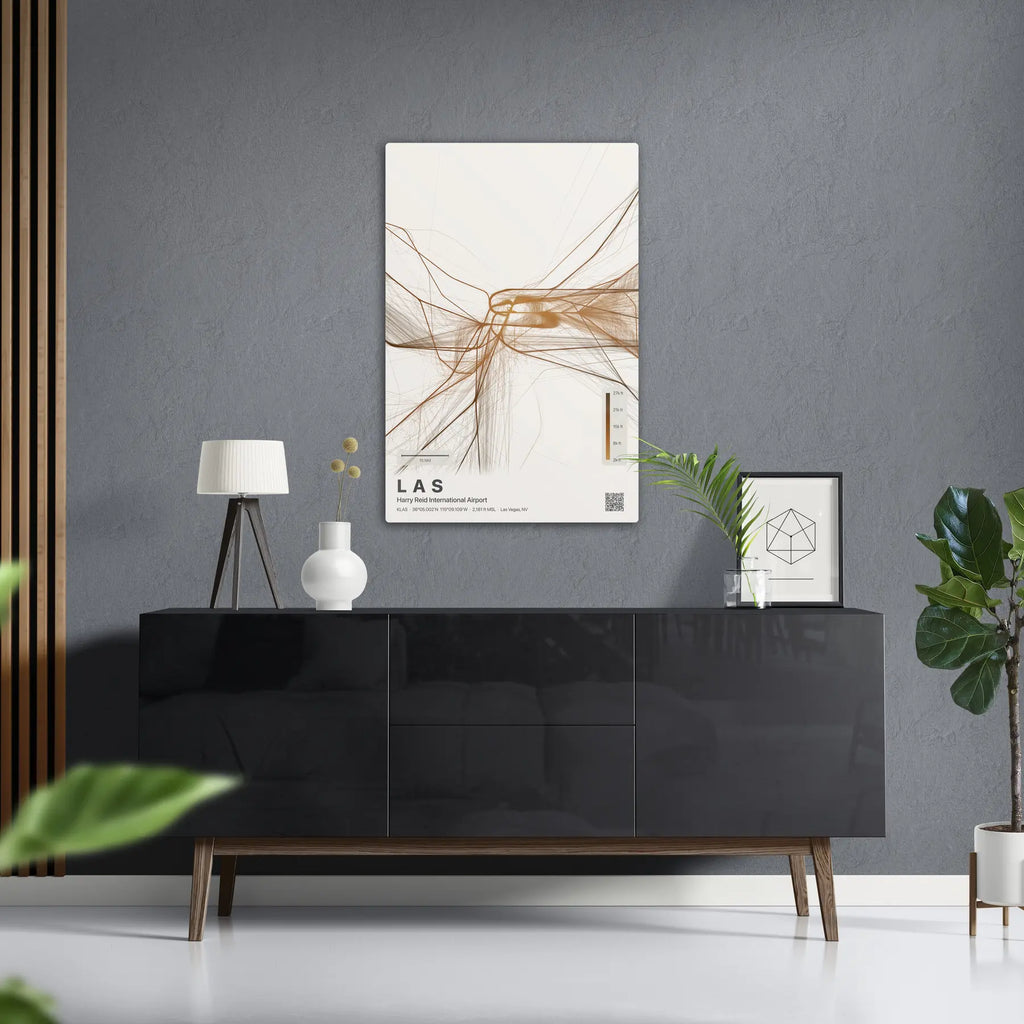 LAS flight path print — Solana theme · Light in foyer setting [hotspot:50]