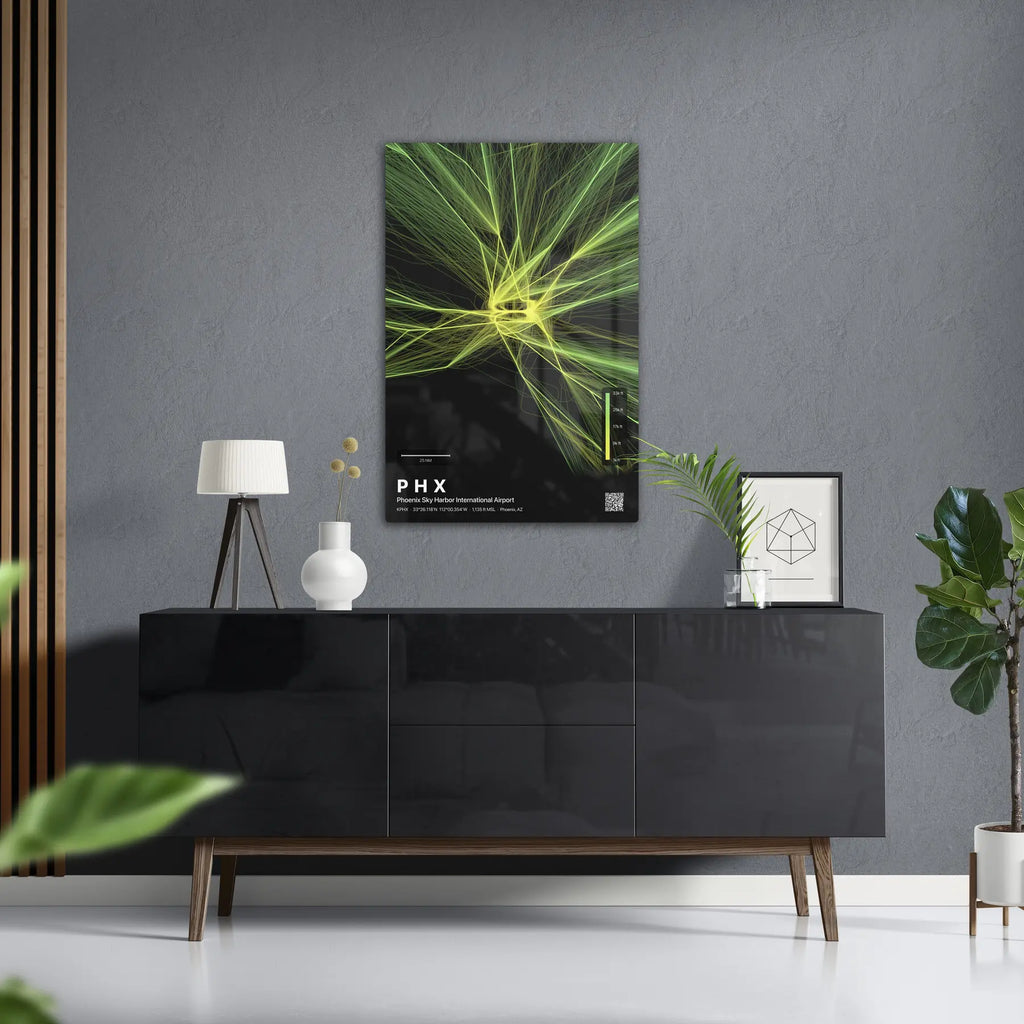 PHX flight path print — Citrus theme · Dark in foyer setting [hotspot:50]