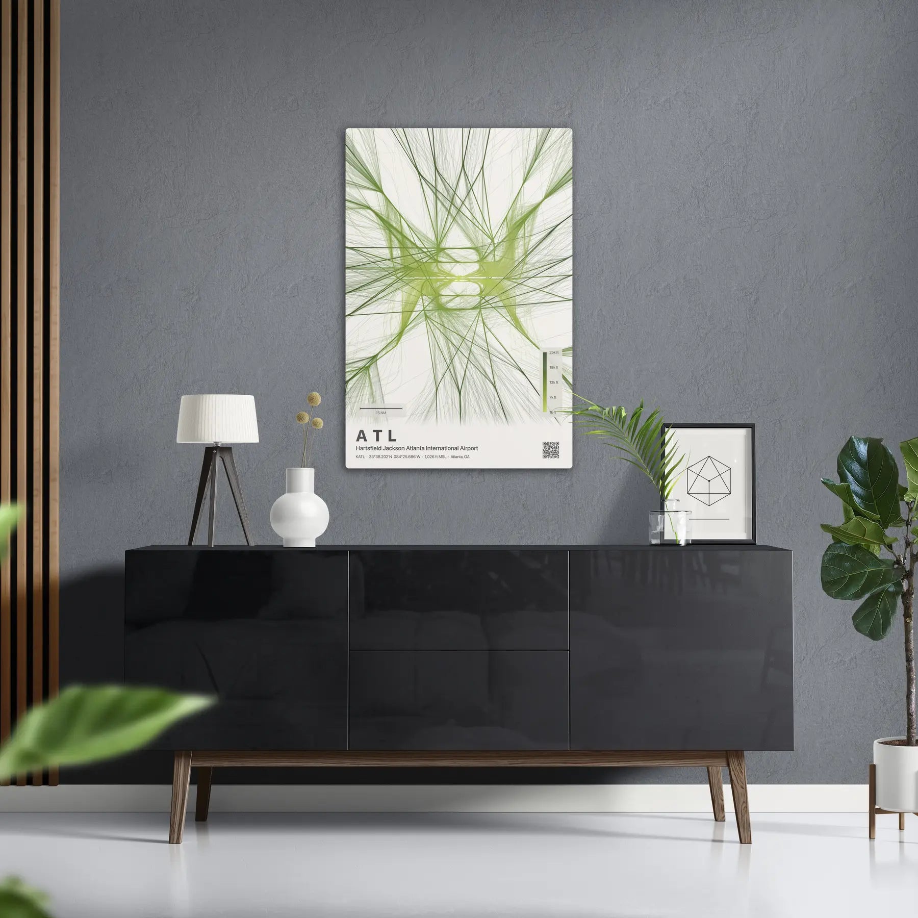 ATL flight path print — Citrus theme · Light in foyer setting [hotspot:50]