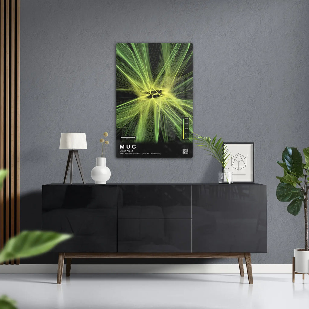 MUC flight path print — Citrus theme · Dark in foyer setting [hotspot:50]