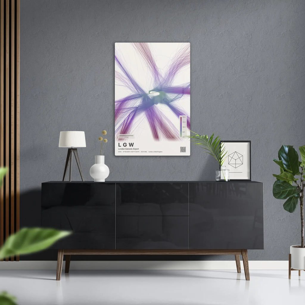 LGW flight path print — Prism theme · Light in foyer setting [hotspot:50]