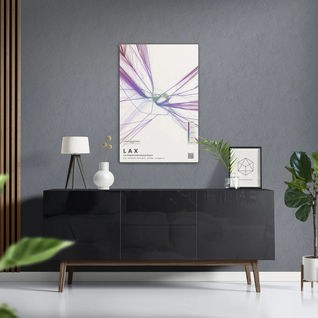 LAX flight path print — Prism theme · Light in foyer setting [hotspot:50]