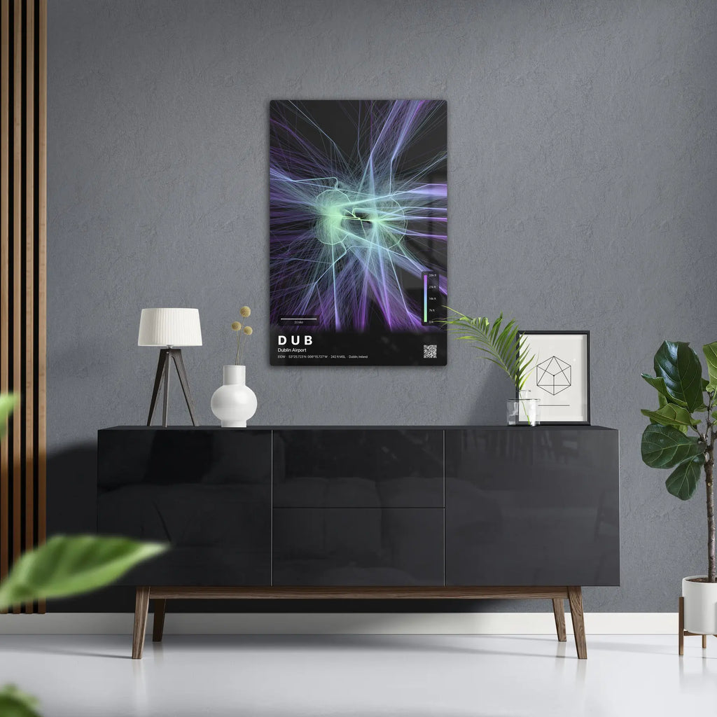 DUB flight path print — Prism theme · Dark in foyer setting [hotspot:50]