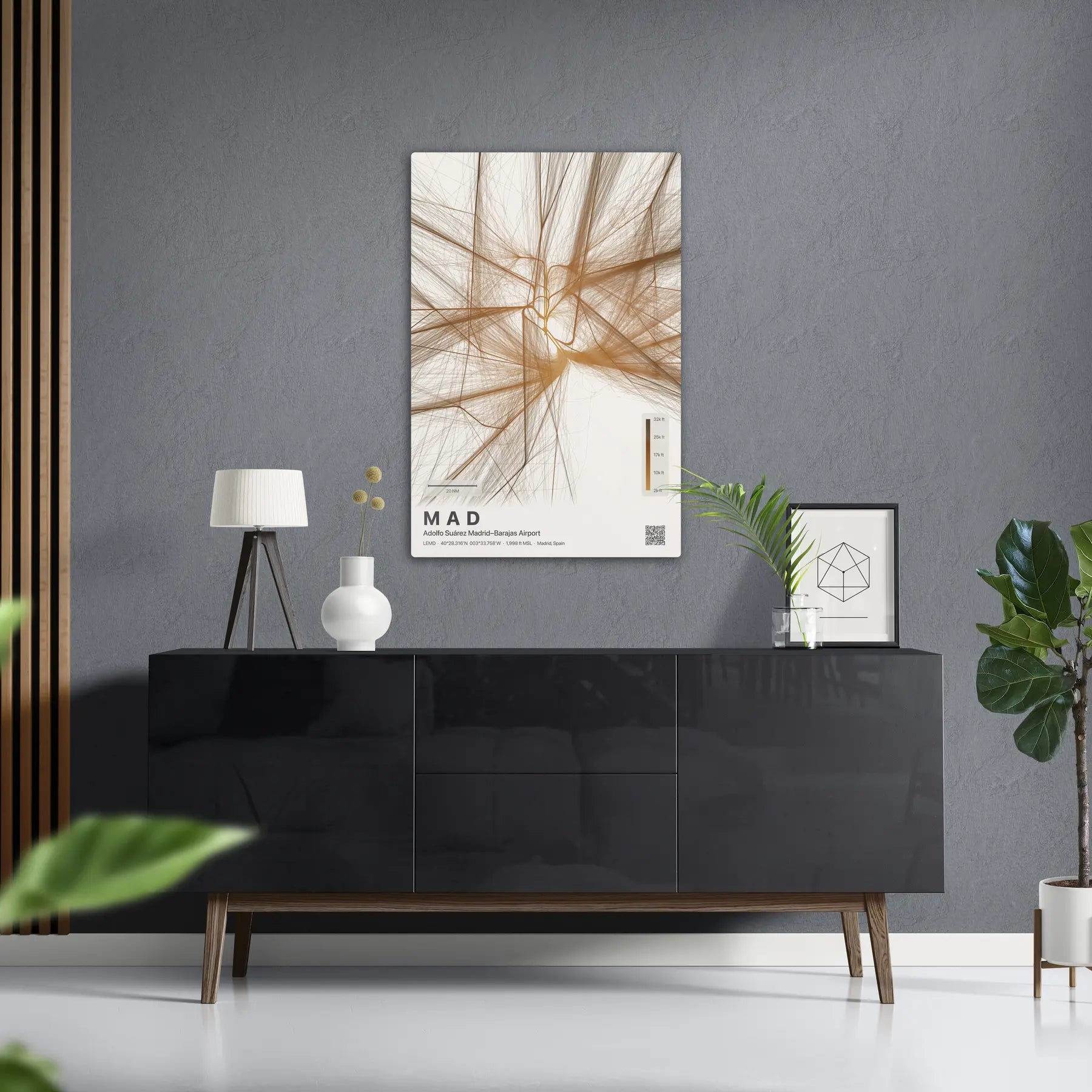 MAD flight path print — Solana theme · Light in foyer setting [hotspot:50]