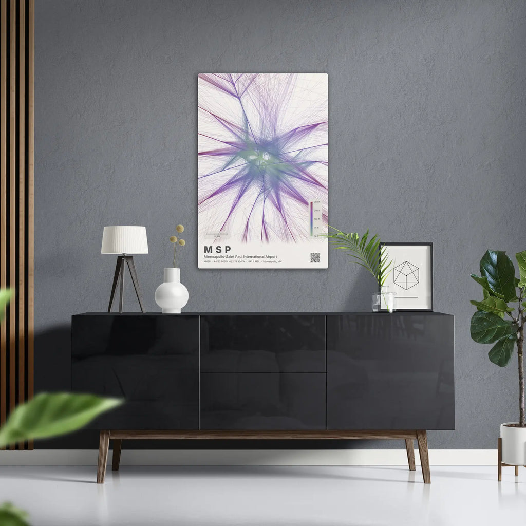 MSP flight path print — Prism theme · Light in foyer setting [hotspot:50]