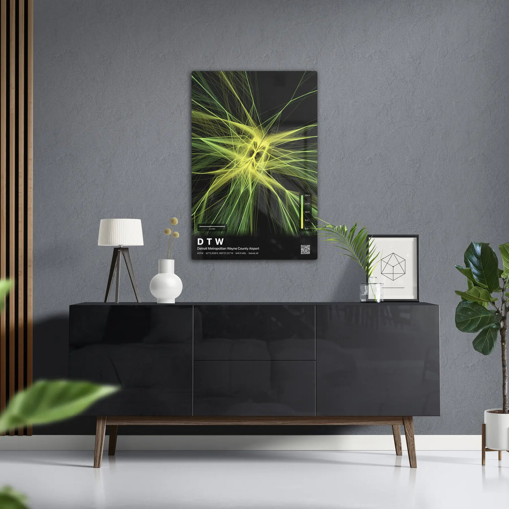 DTW flight path print — Citrus theme · Dark in foyer setting [hotspot:50]