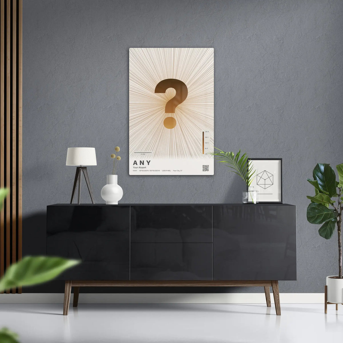 Custom airport print — Solana theme · Light in foyer setting [hotspot:50]