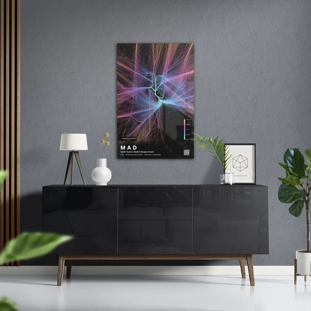 MAD flight path print — Aurora theme · Dark in foyer setting [hotspot:50]