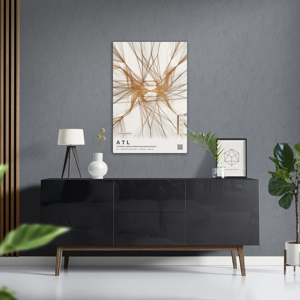 ATL flight path print — Solana theme · Light in foyer setting [hotspot:50]