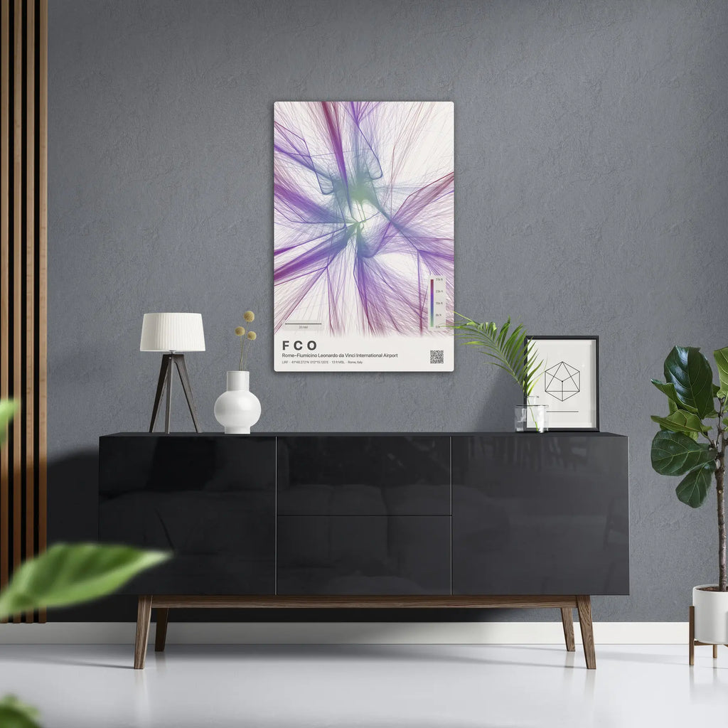FCO flight path print — Prism theme · Light in foyer setting [hotspot:50]