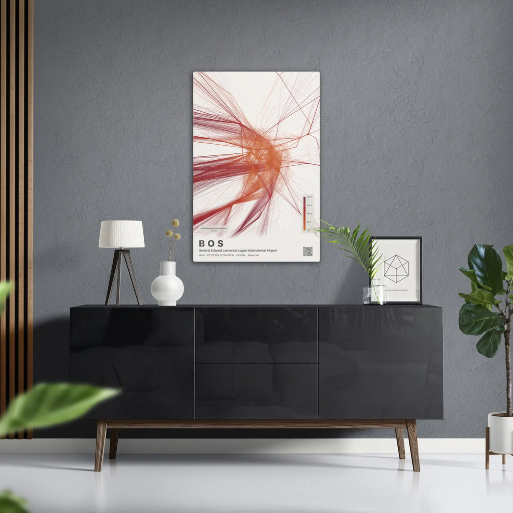 BOS flight path print — Inferno theme · Light in foyer setting [hotspot:50]