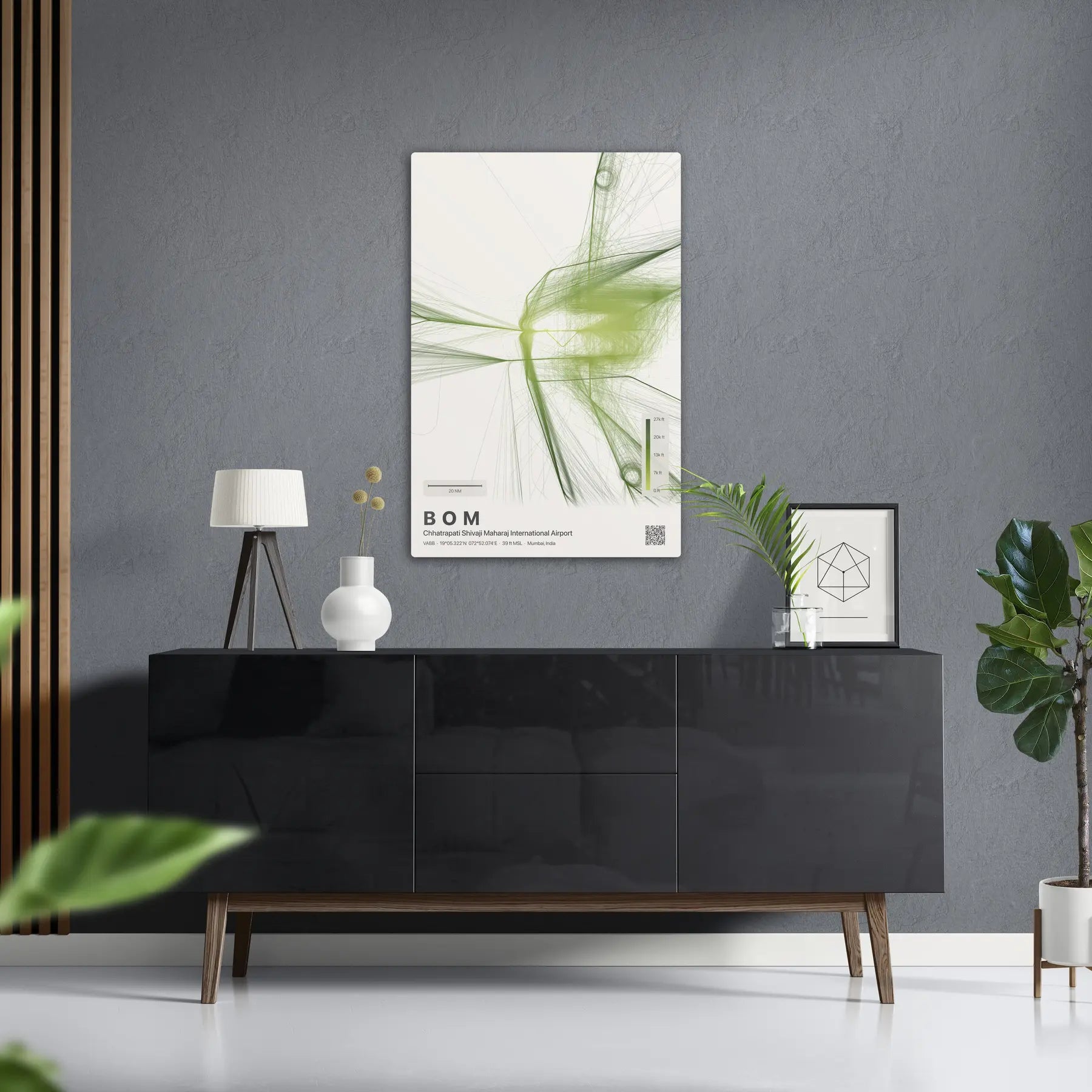 BOM flight path print — Citrus theme · Light in foyer setting [hotspot:50]