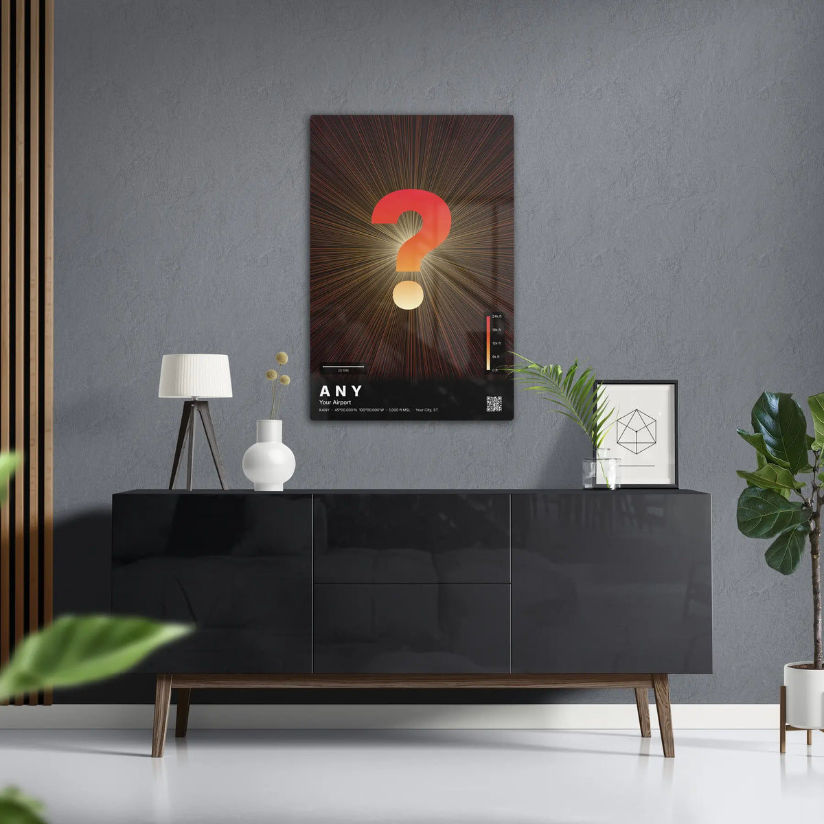 Custom airport print — Inferno theme · Dark in foyer setting [hotspot:50]