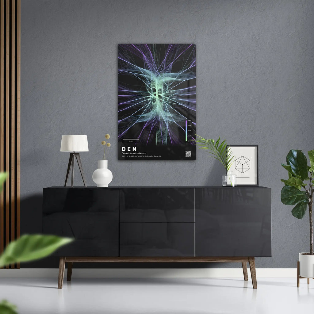 DEN flight path print — Prism theme · Dark in foyer setting [hotspot:50]