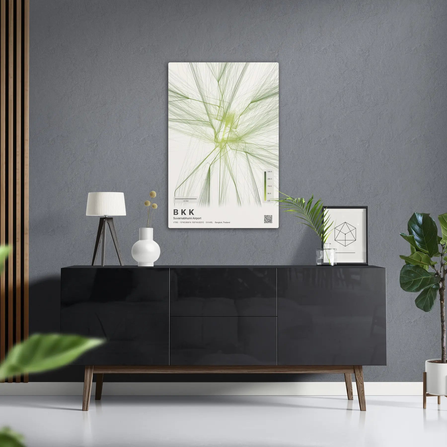 BKK flight path print — Citrus theme · Light in foyer setting [hotspot:50]