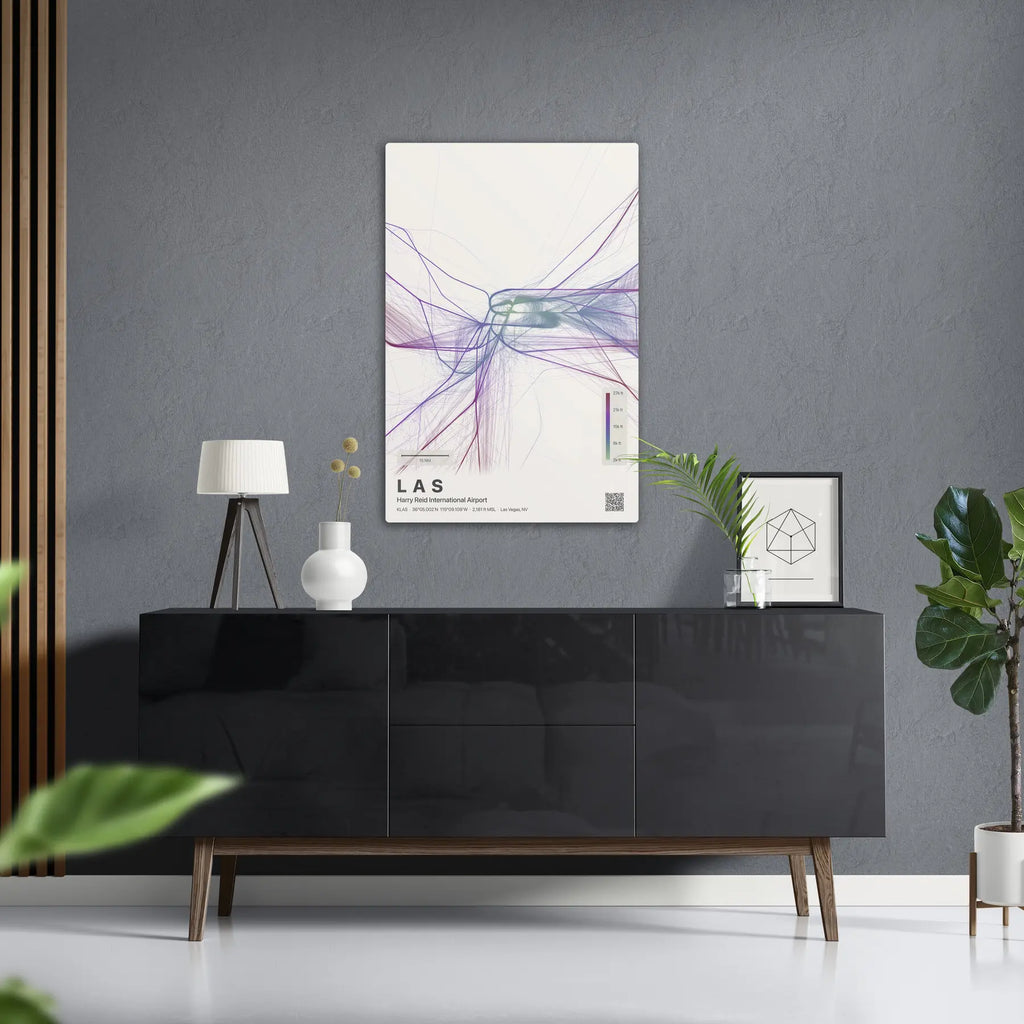 LAS flight path print — Prism theme · Light in foyer setting [hotspot:50]