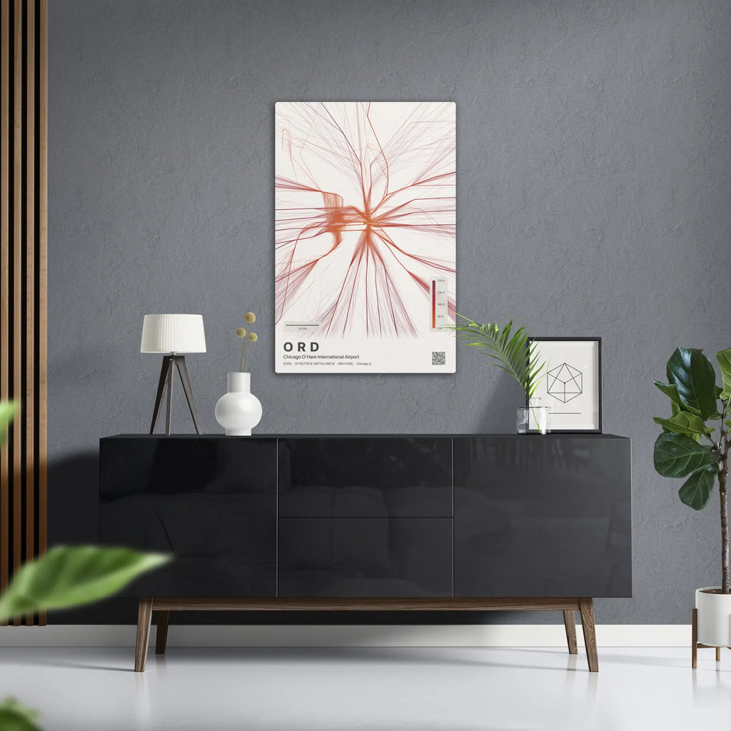 ORD flight path print — Inferno theme · Light in foyer setting [hotspot:50]