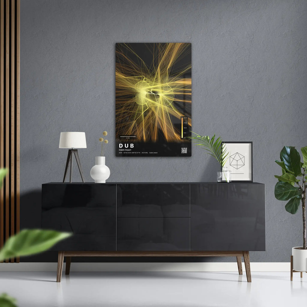 DUB flight path print — Solana theme · Dark in foyer setting [hotspot:50]