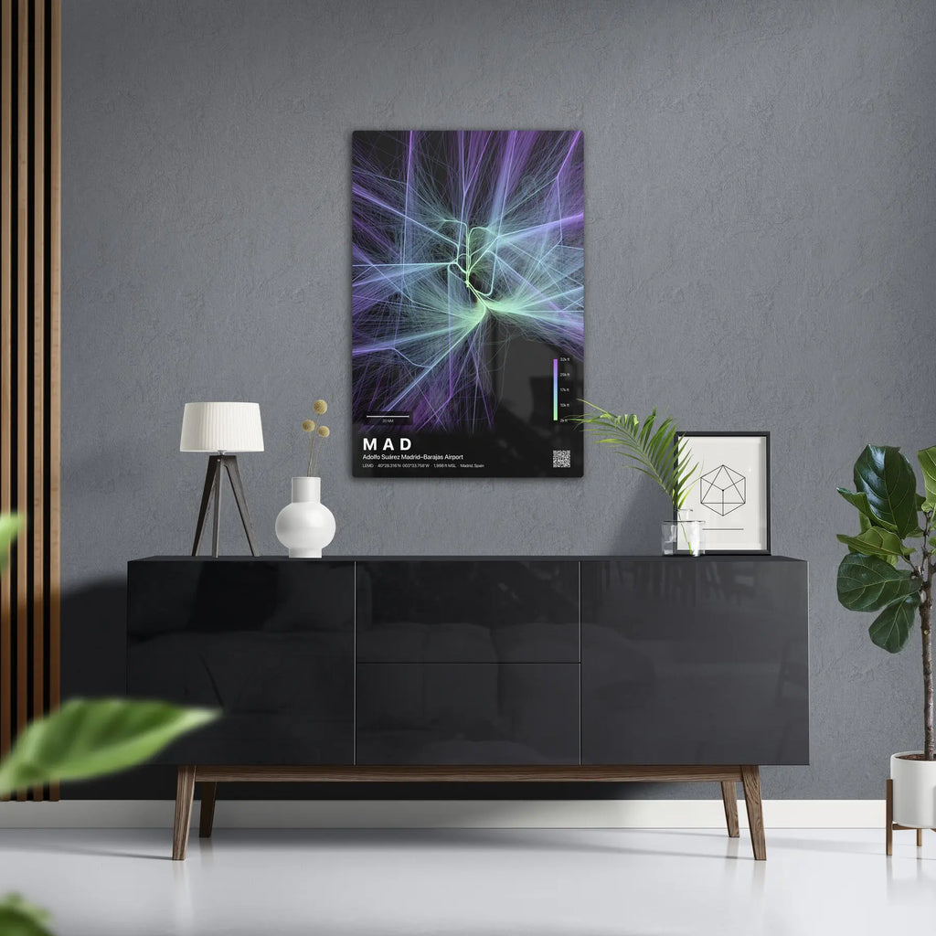 MAD flight path print — Prism theme · Dark in foyer setting [hotspot:50]