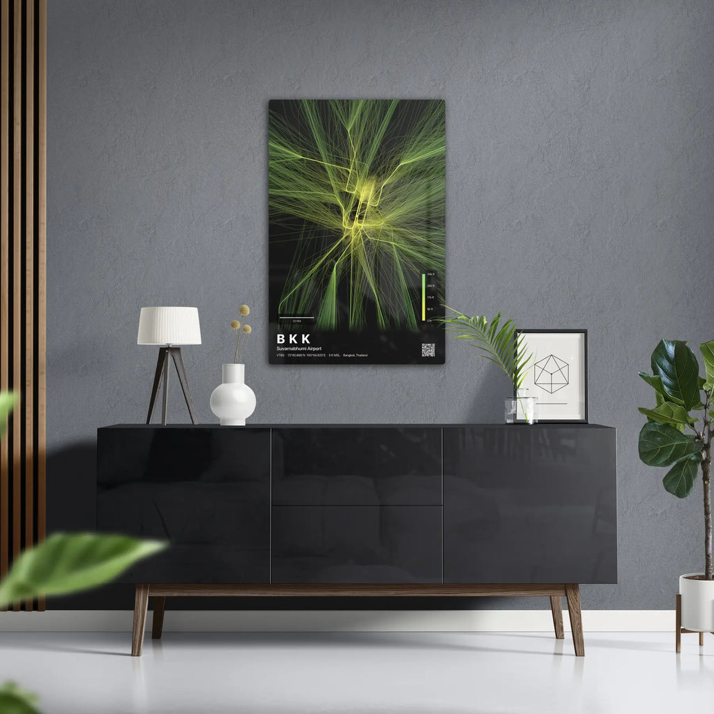 BKK flight path print — Citrus theme · Dark in foyer setting [hotspot:50]