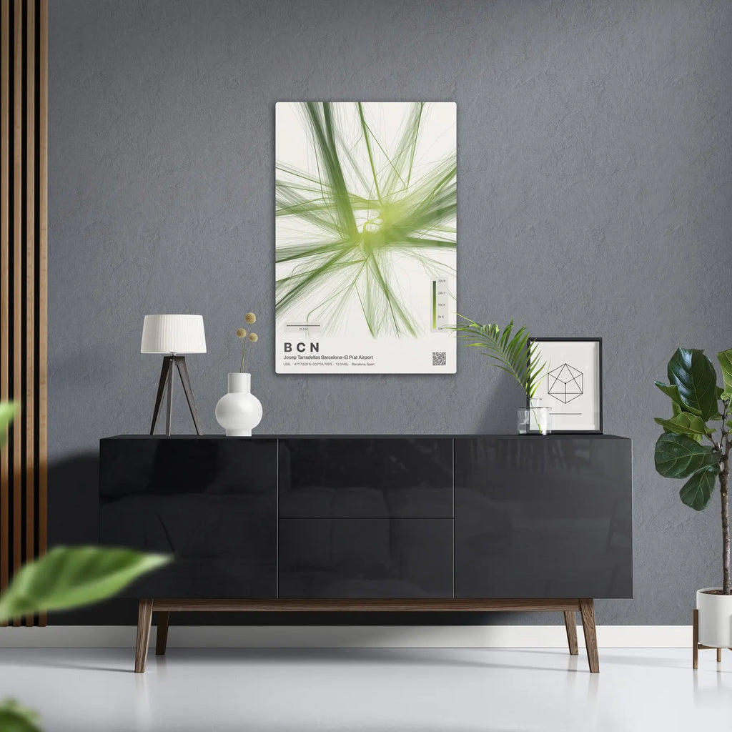 BCN flight path print — Citrus theme · Light in foyer setting [hotspot:50]