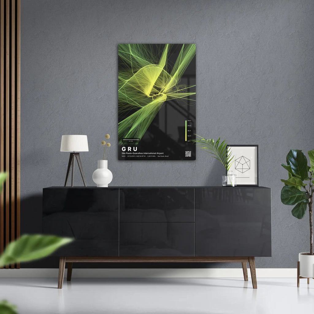 GRU flight path print — Citrus theme · Dark in foyer setting [hotspot:50]