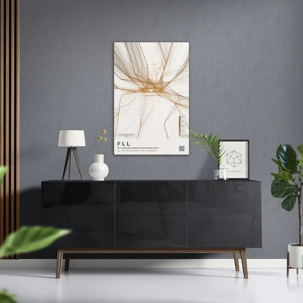FLL flight path print — Solana theme · Light in foyer setting [hotspot:50]