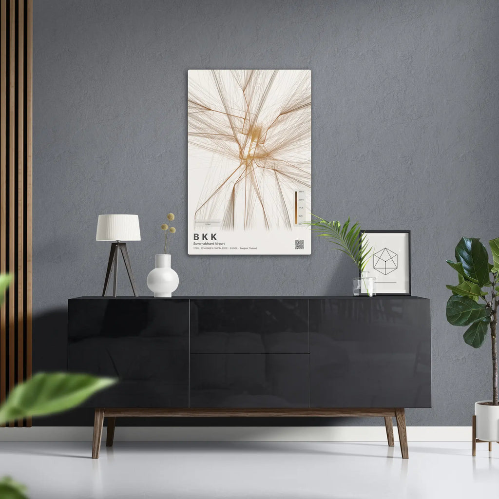 BKK flight path print — Solana theme · Light in foyer setting [hotspot:50]