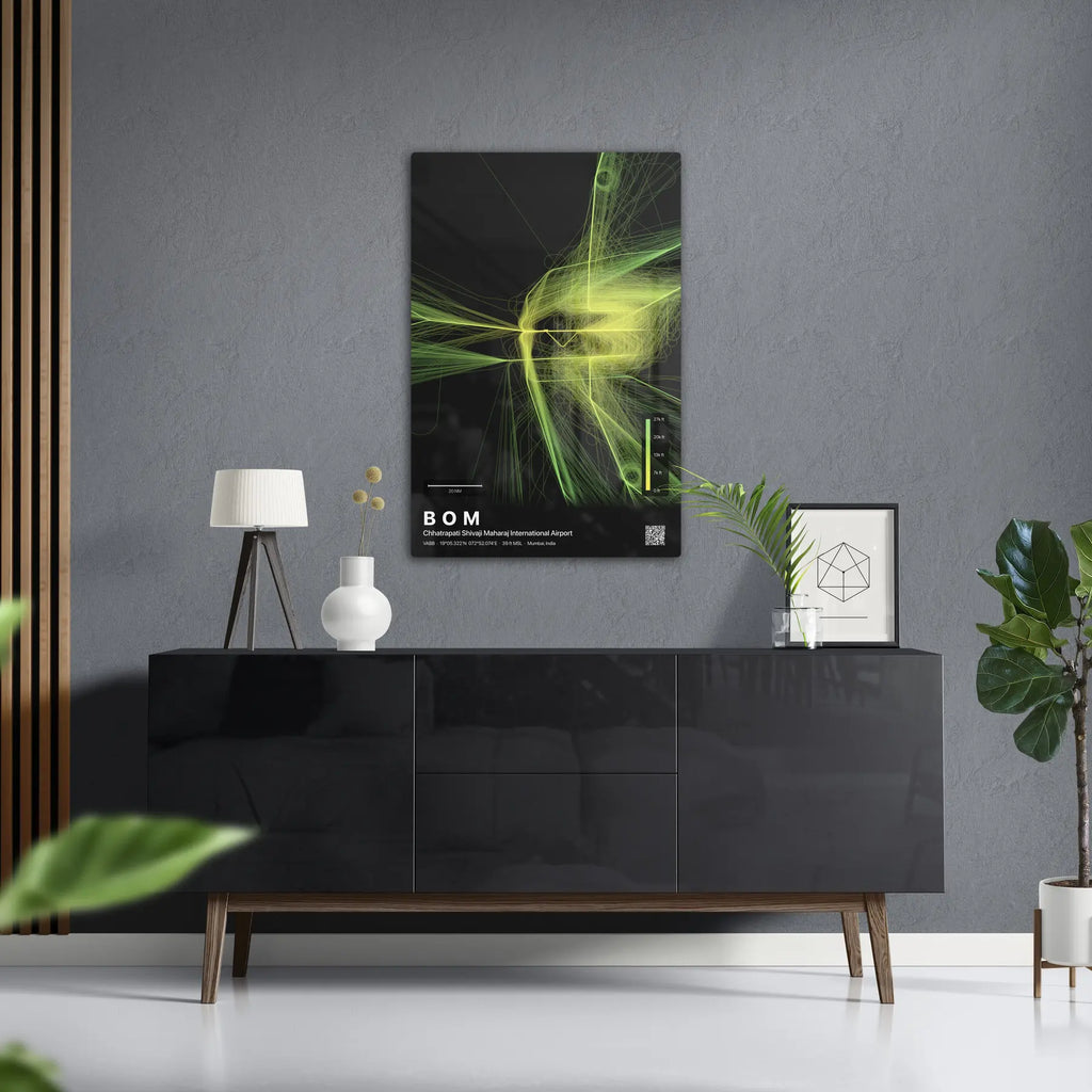 BOM flight path print — Citrus theme · Dark in foyer setting [hotspot:50]