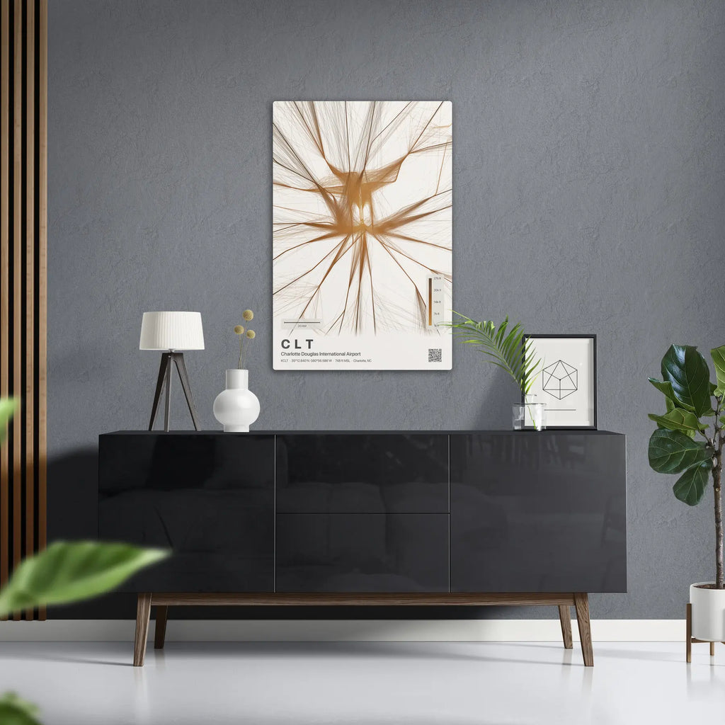 CLT flight path print — Solana theme · Light in foyer setting [hotspot:50]